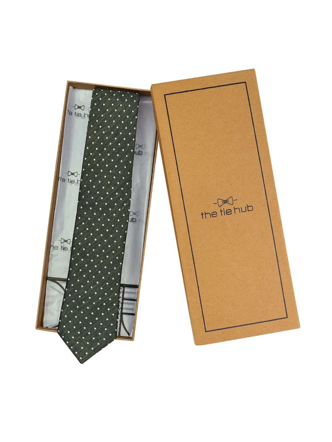 

The Tie Hub Men Printed Skinny Tie, Green