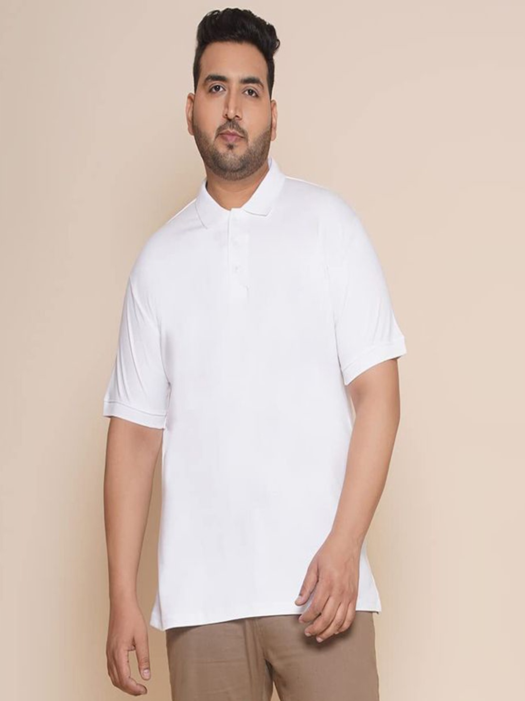 

METRONAUT PLUS Men Polo Collar T-shirt, White