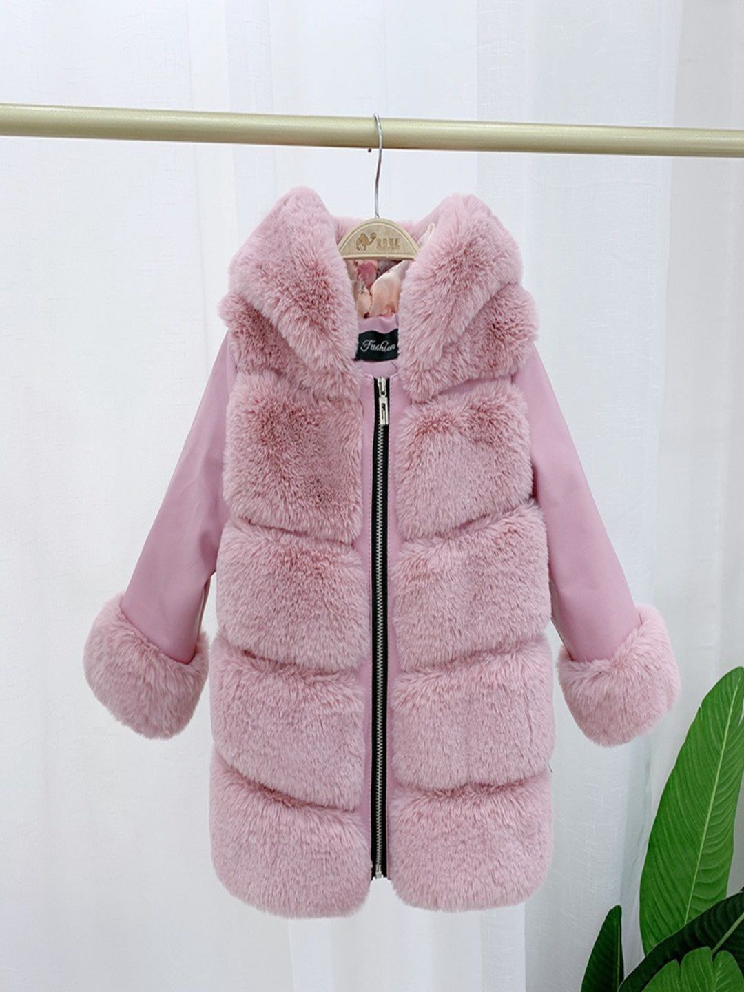 

Xsole Girls Single-Breasted Winter Overcoat, Peach