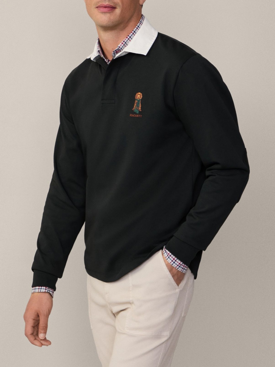 

HACKETT LONDON Men Polo Collar T-shirt, Black