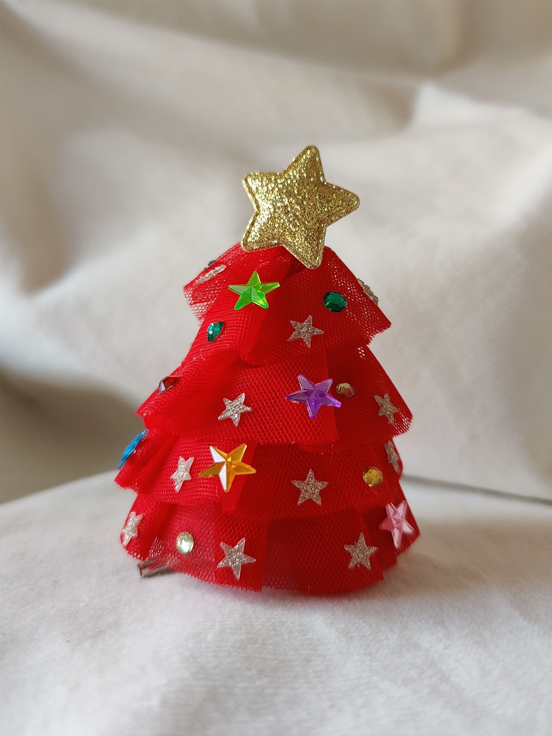 

Choko Girls Christmas Tree with Glitter Stars Holiday Festive Hairclip, Red