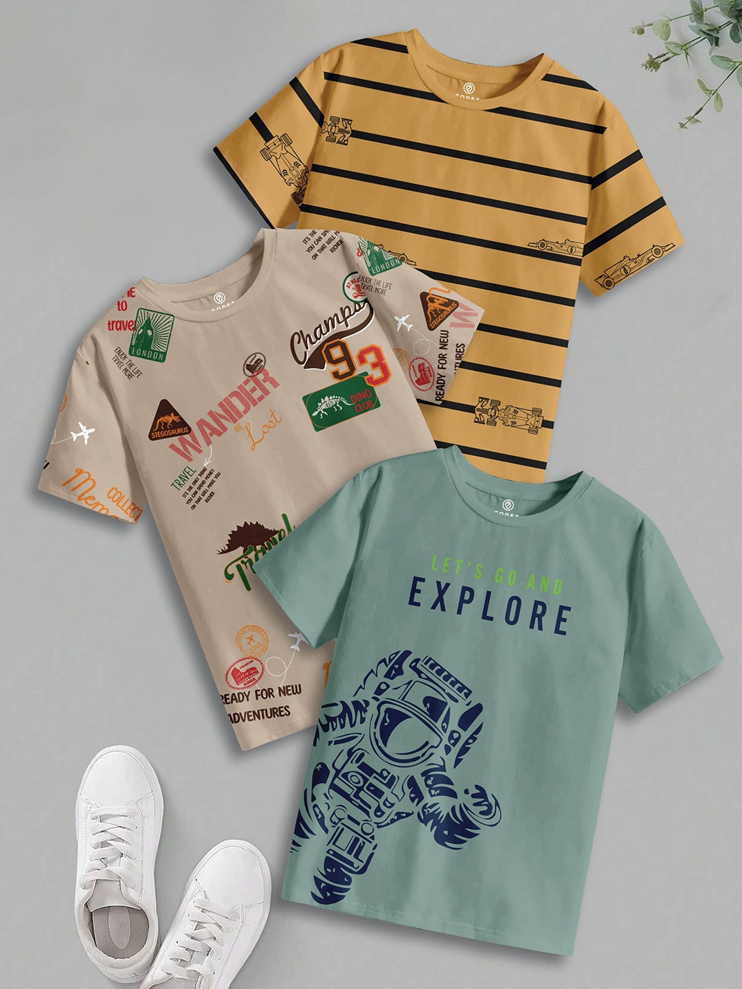 

CODEZ Boys 3 Pure Cotton T-shirt, Multi