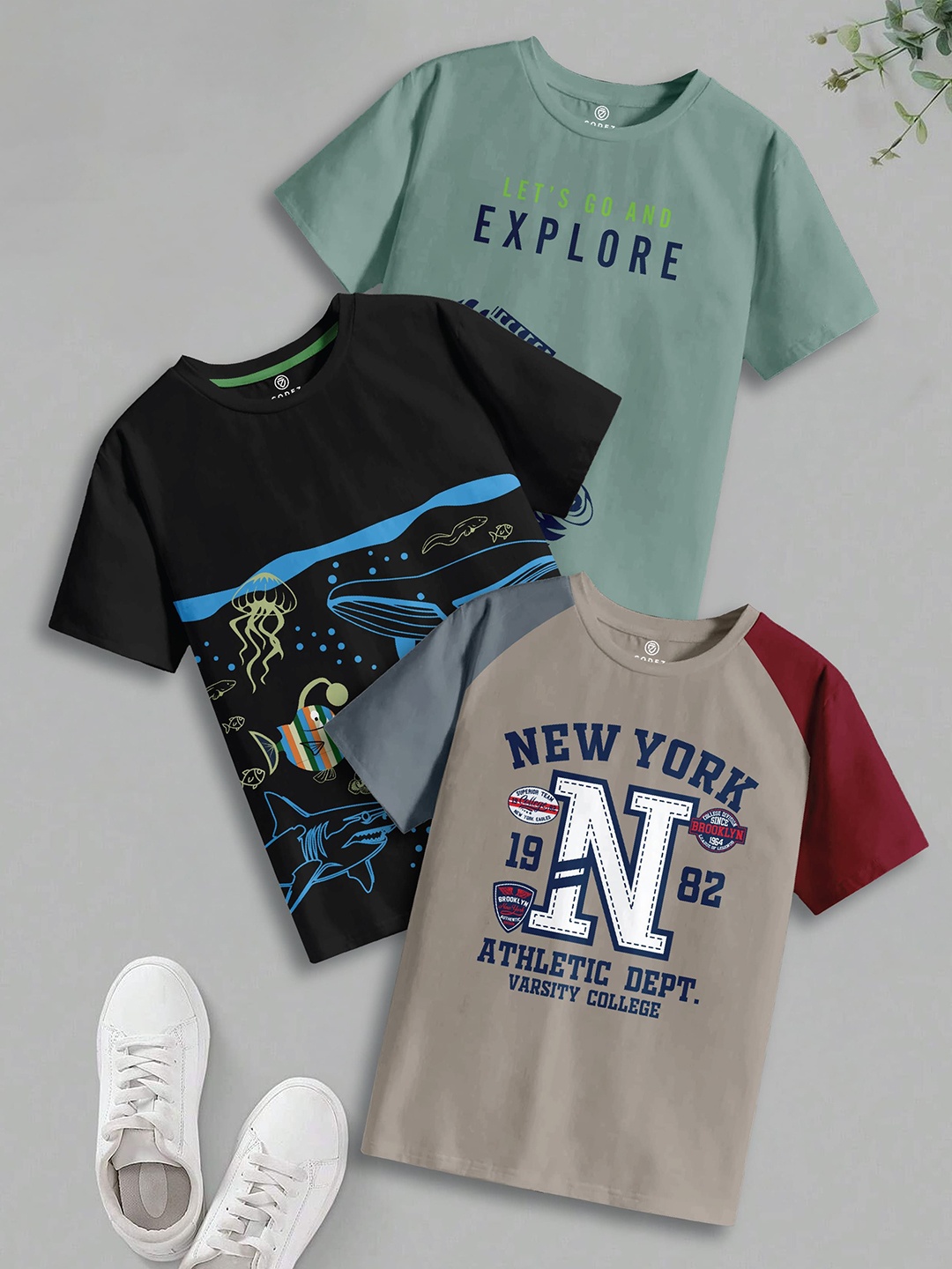 

CODEZ Boys 3 Pure Cotton T-shirt, Multi