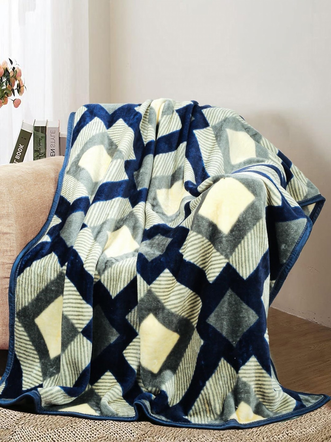

bsb home Blue & Grey Mink Mild Winter 300 GSM Single Bed Blanket