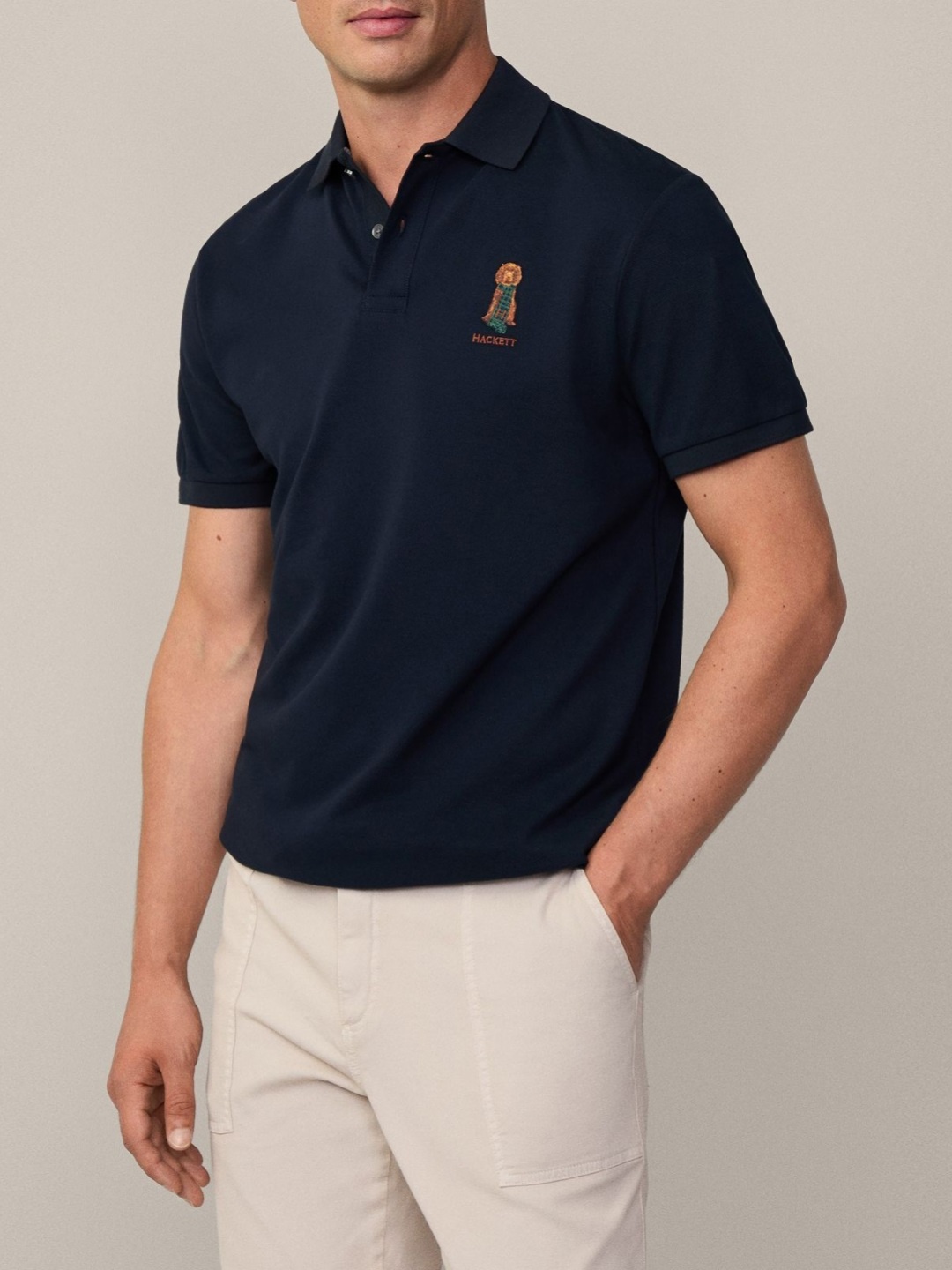 

HACKETT LONDON Men Polo Collar Applique T-shirt, Blue