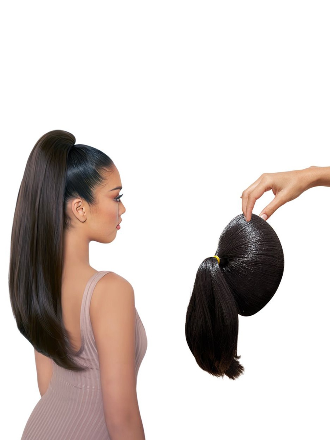 

D-Divine Ball Head Wig Wrapped With Grapefruit Peel Flower Bud Head Ponytail- 35 cm- Brown