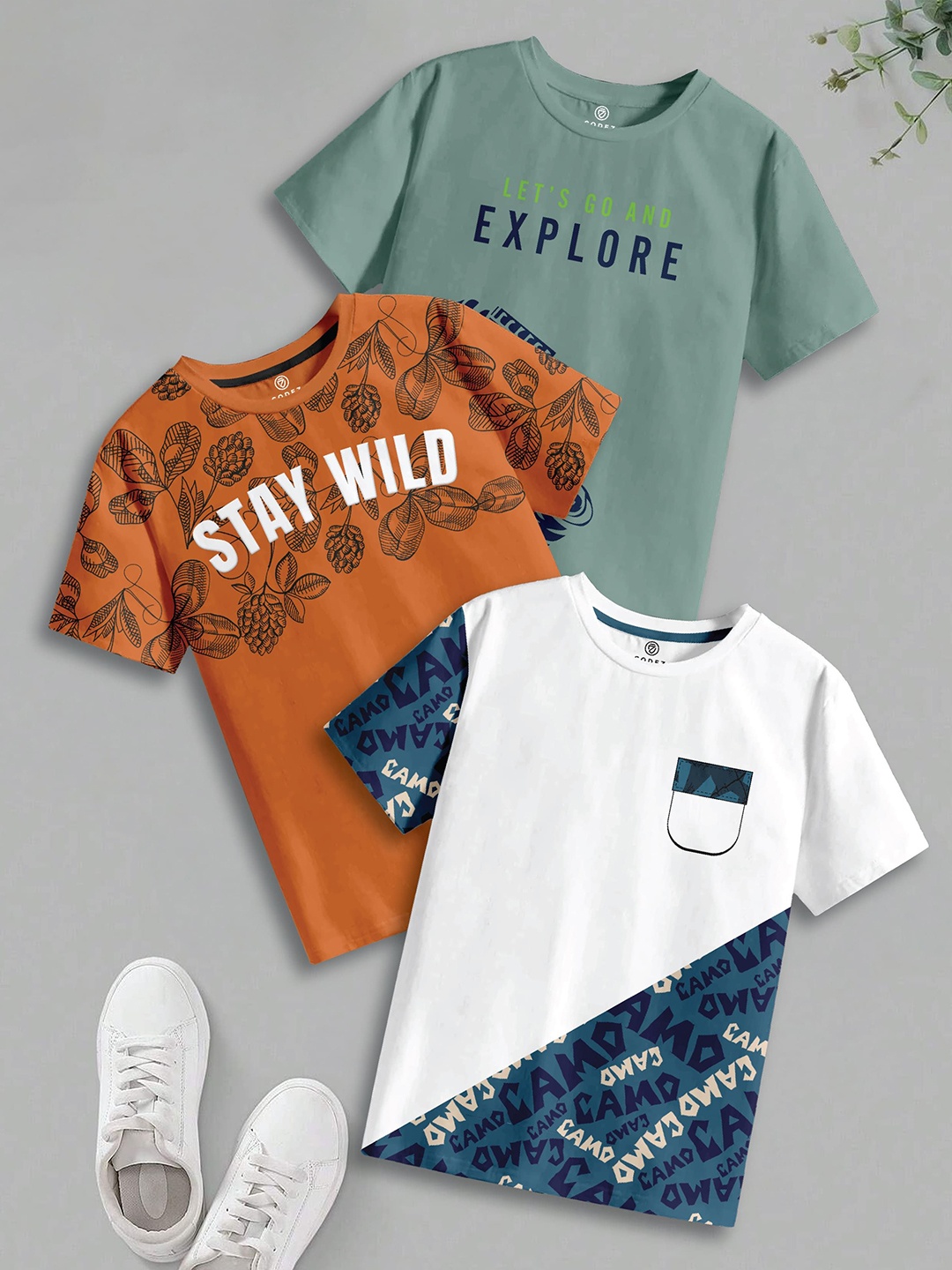 

CODEZ Boys 3 Pure Cotton T-shirt, Multi