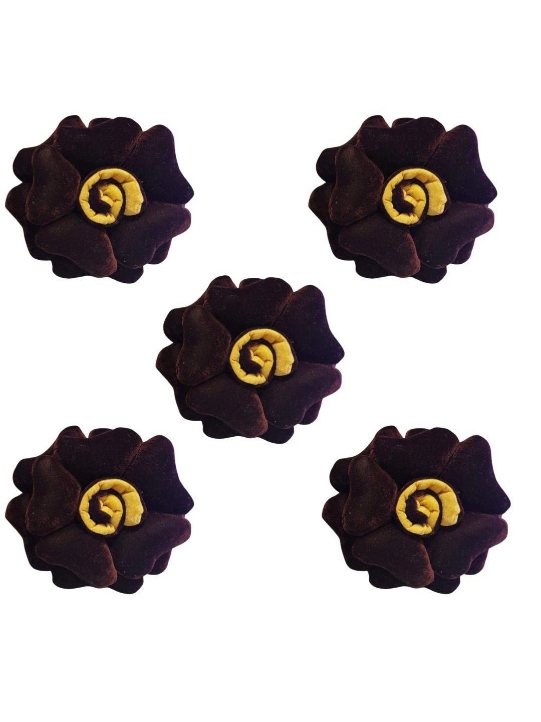 

RRC Brown & Yellow Velvet Rose Shape Filled Cushion