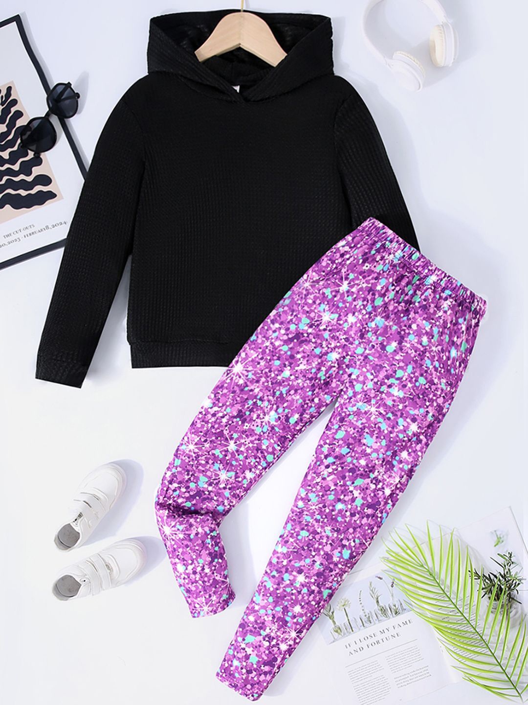 

INCLUD Girls Printed Trousers, Black