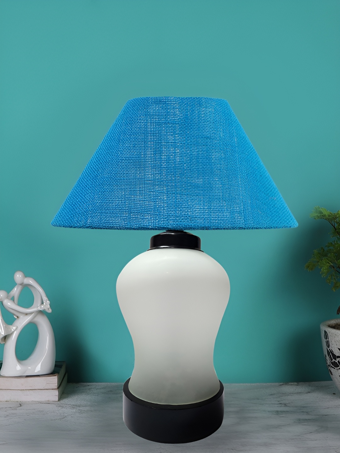 

Devansh Blue Glass Traditional Table Lamp with Shade