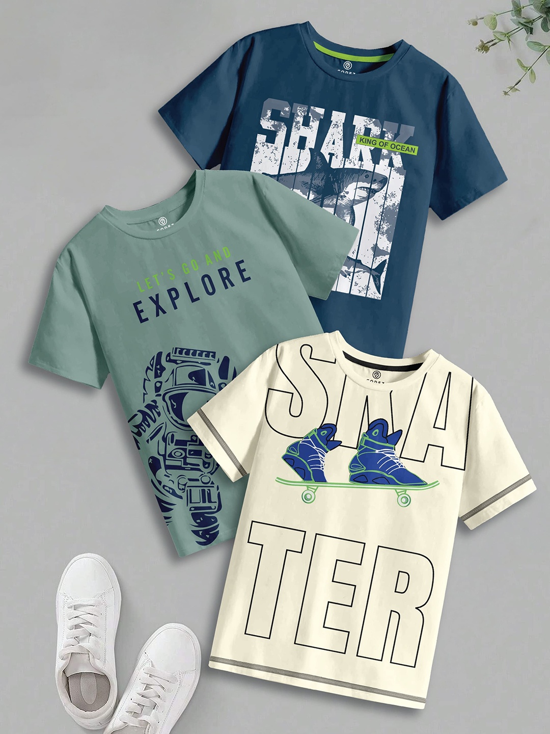

CODEZ Boys 3 Pure Cotton T-shirt, Multi