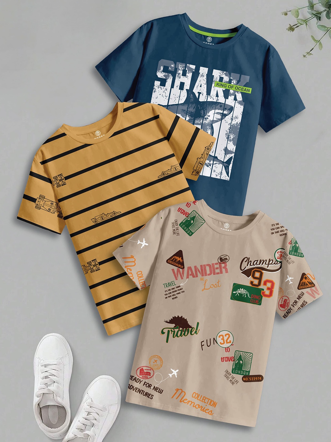 

CODEZ Boys 3 Pure Cotton T-shirt, Multi