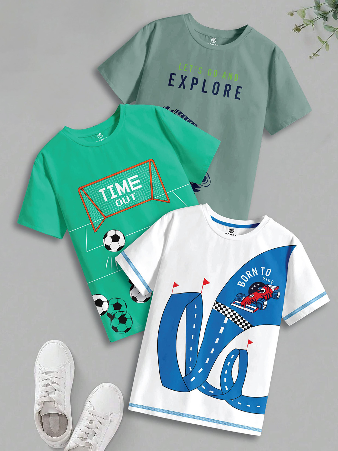 

CODEZ Boys 3 Pure Cotton T-shirt, Multi