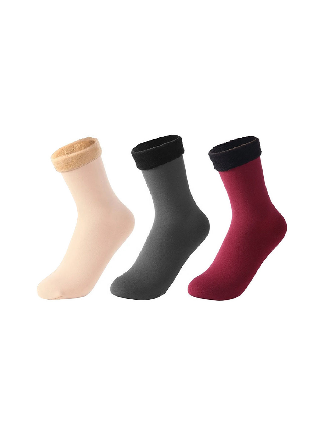 

Alexvyan Women Pack Of 3 Patterned Calf-Length Socks, Grey