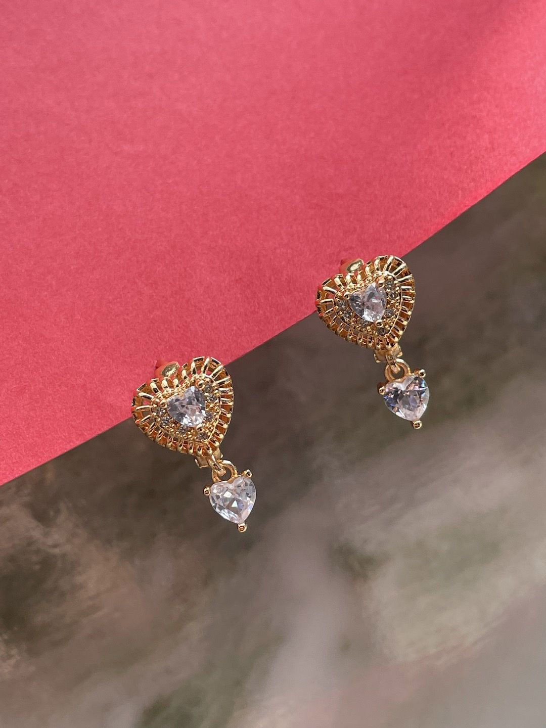 

Digital Dress Room Stone Studded Drop Earrings, Gold