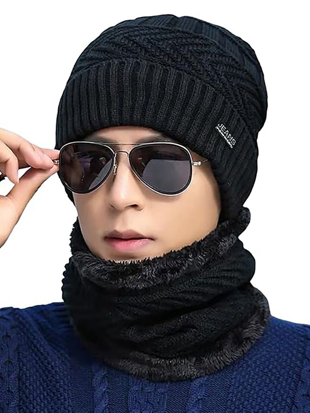 

YOUSTYLO Unisex Woollen Beanie, Black
