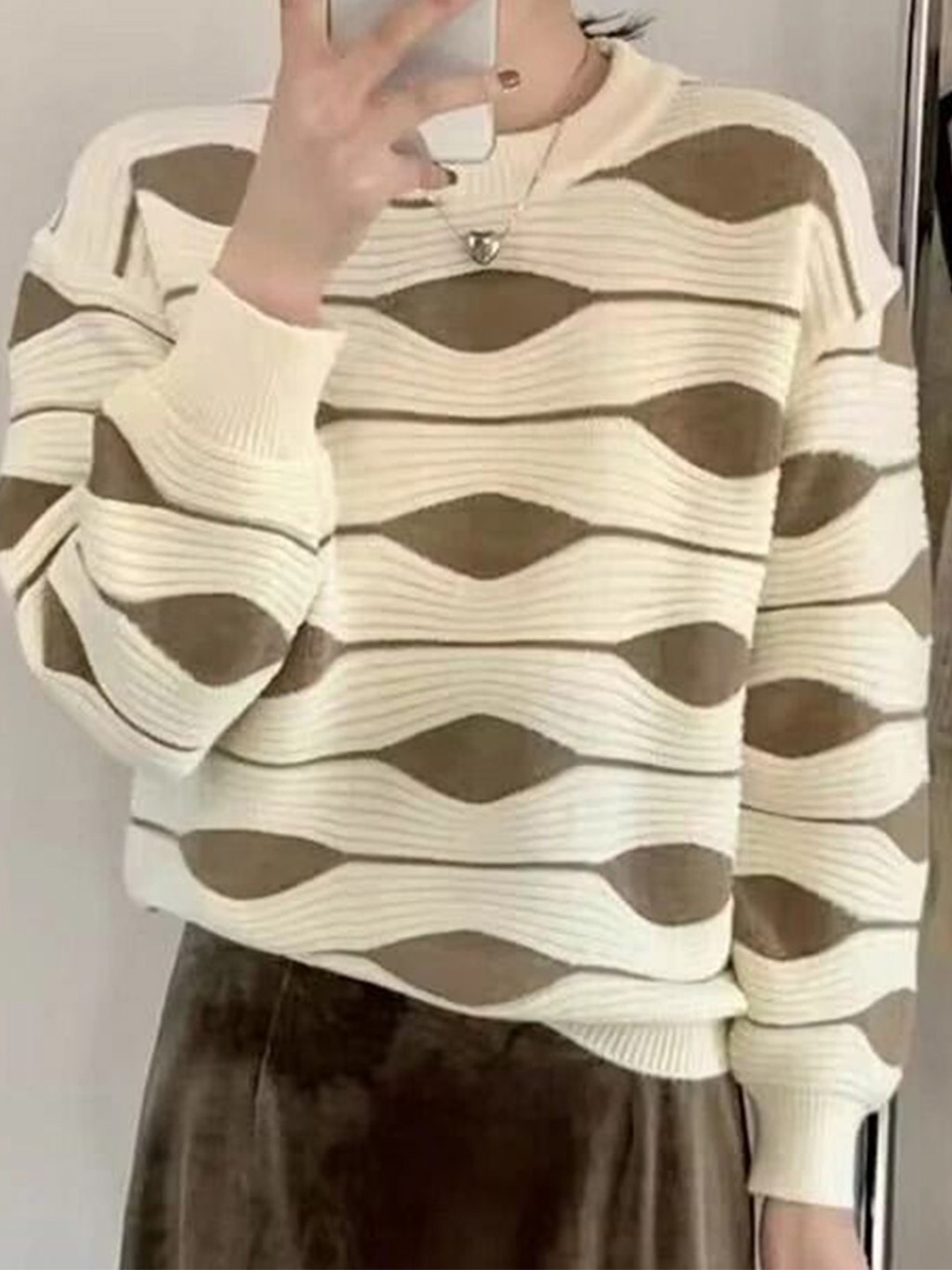 

StyleCast Women Printed Sweatshirt, Beige