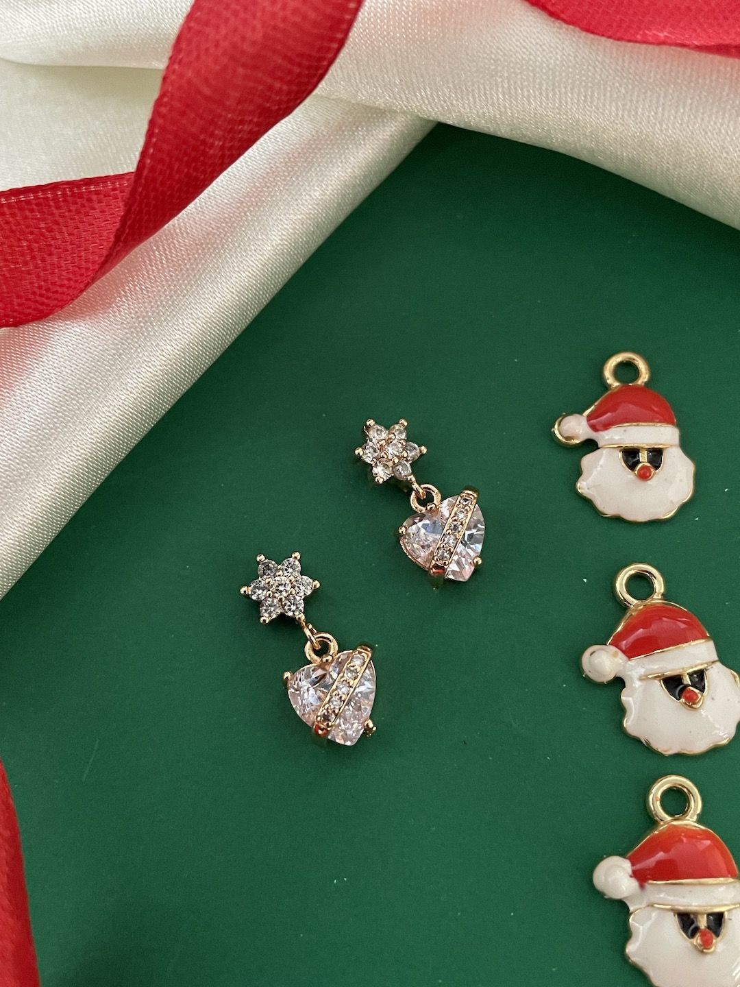 

Digital Dress Room Stone Studded Drop Earrings, Gold