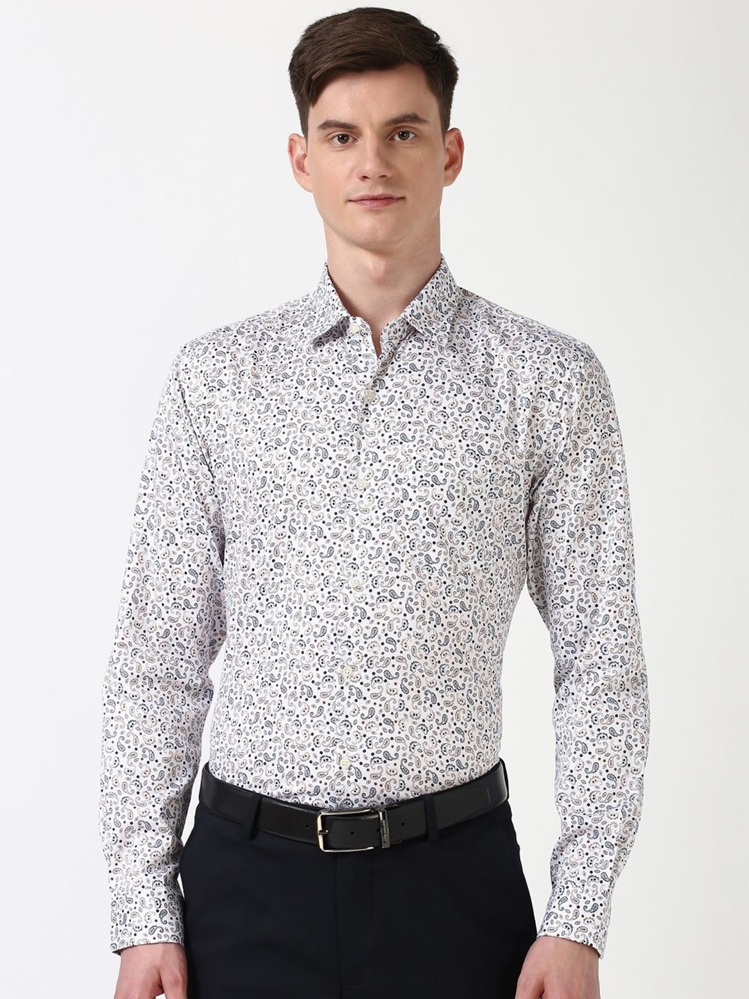 

Peter England Men Floral Opaque Printed Formal Shirt, White