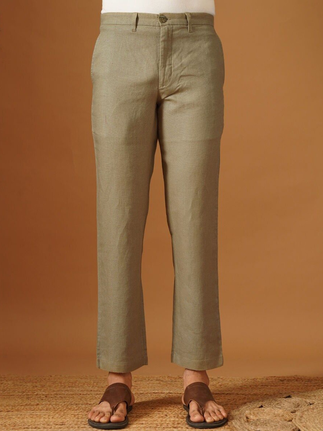 

JAYPORE Men Straight Fit Trousers, Beige