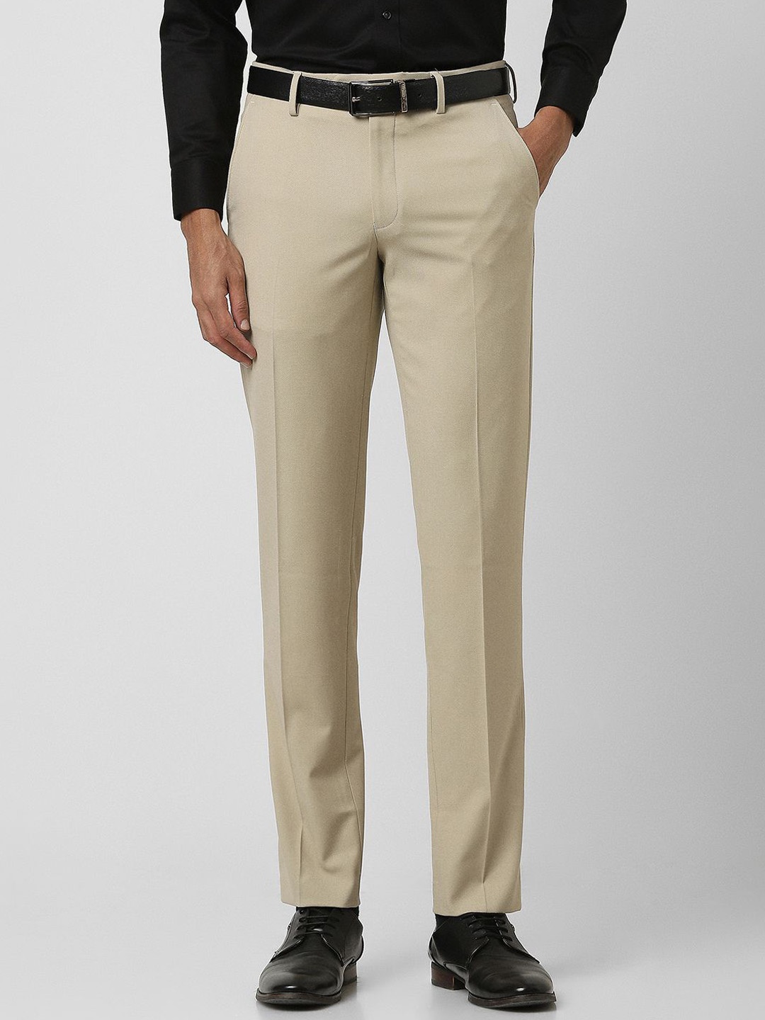 

Van Heusen Men Mid-Rise Slim Fit Cotton Formal Trousers, Beige
