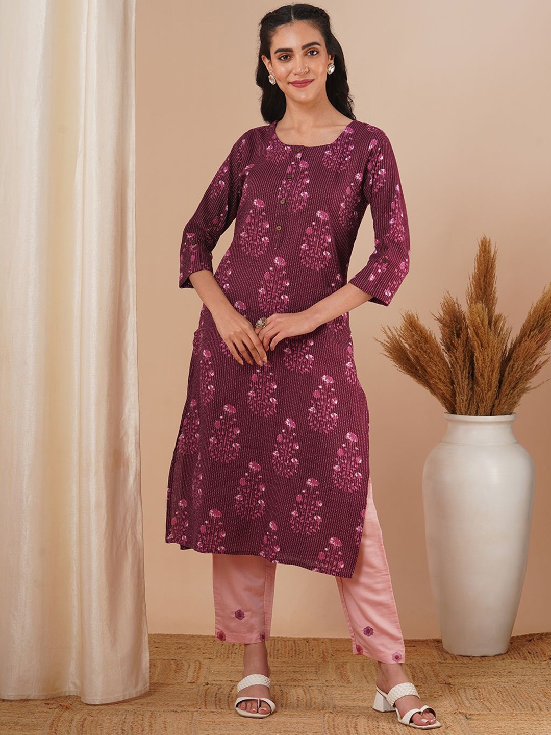 

FASHOR Women Ethnic Motifs Printed Kurta, Purple