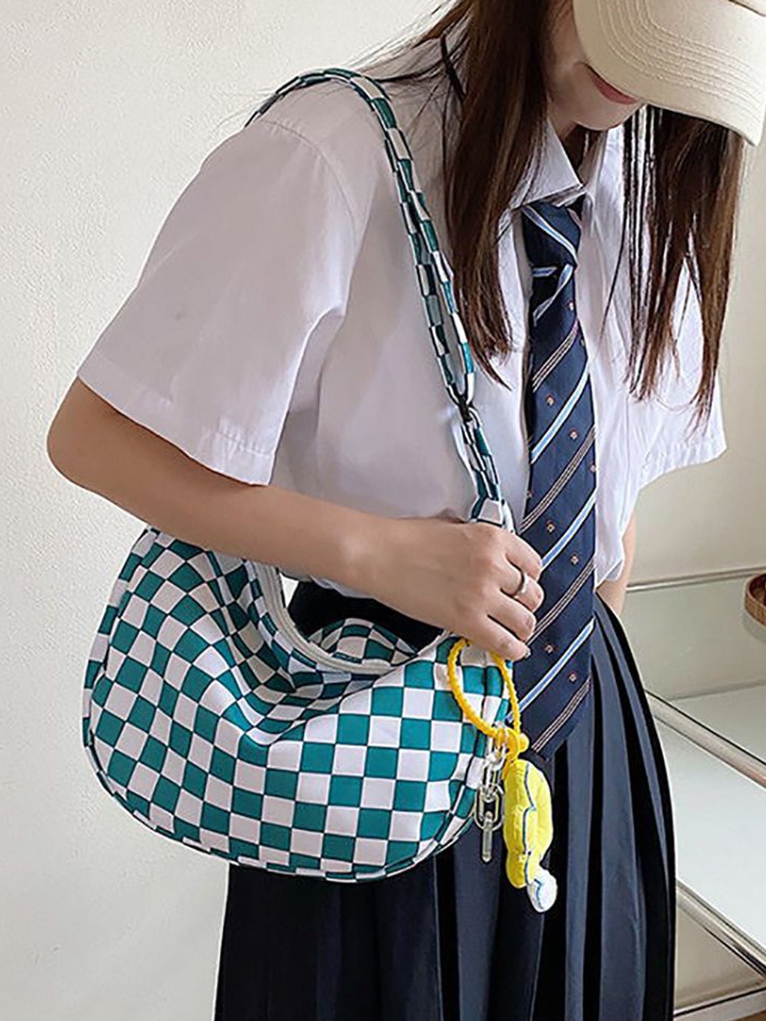

StyleCast x Revolte Checked Shopper Handheld Bag with, Blue