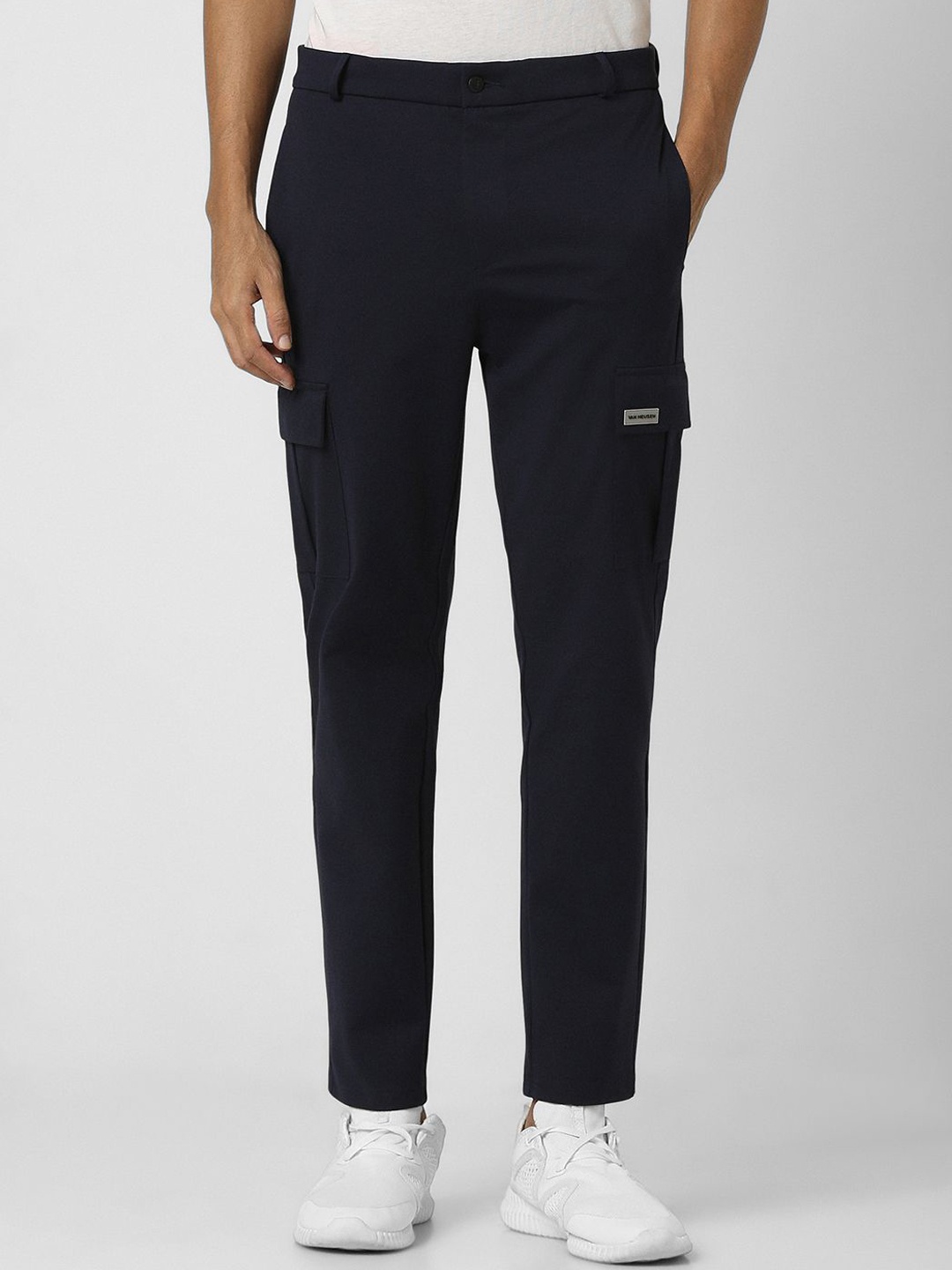 

Van Heusen Flex Men Slim Fit Mid-Rise Cargos, Navy blue