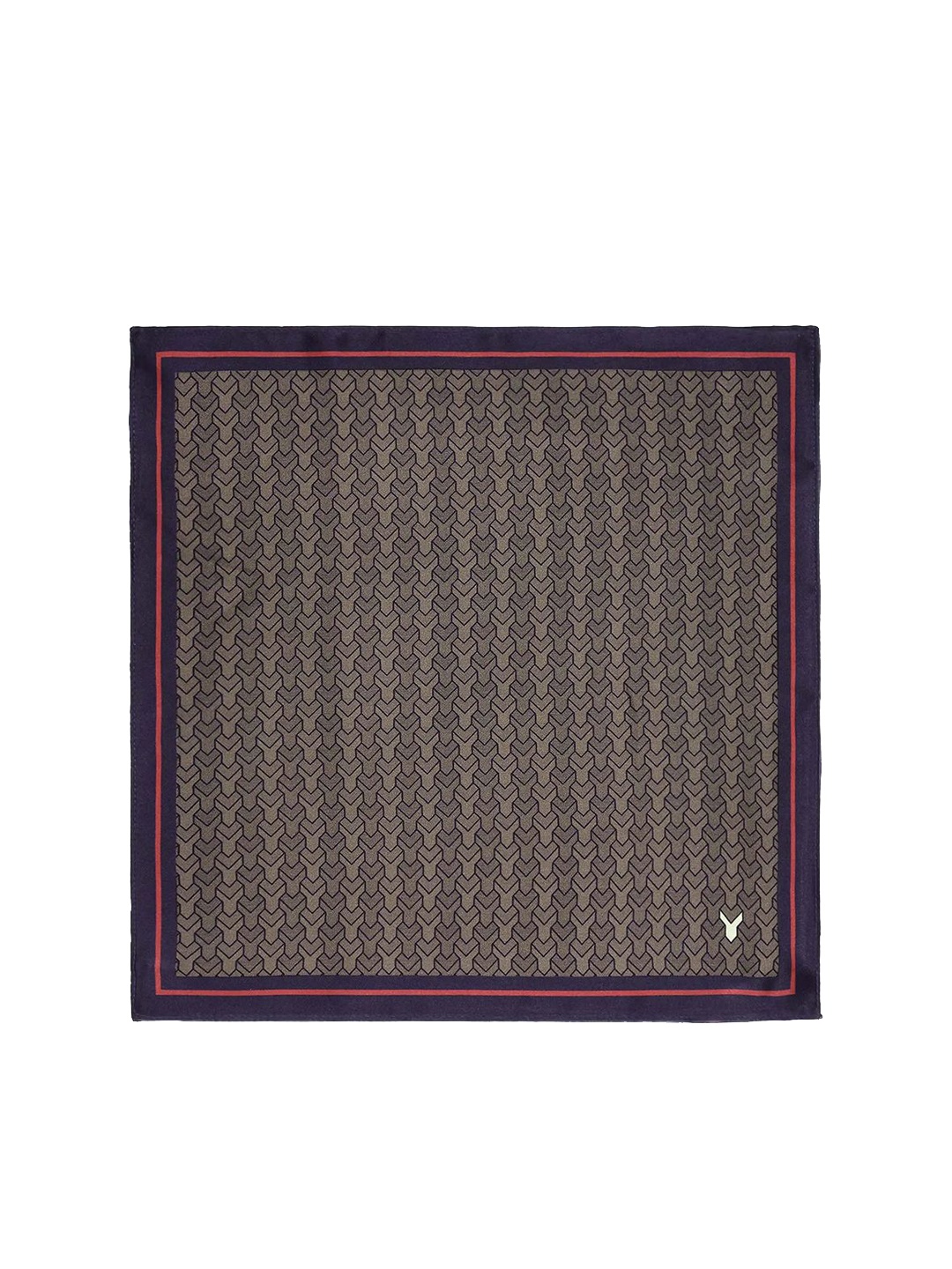 

RARE RABBIT Printed Silk Pocket Square, Brown