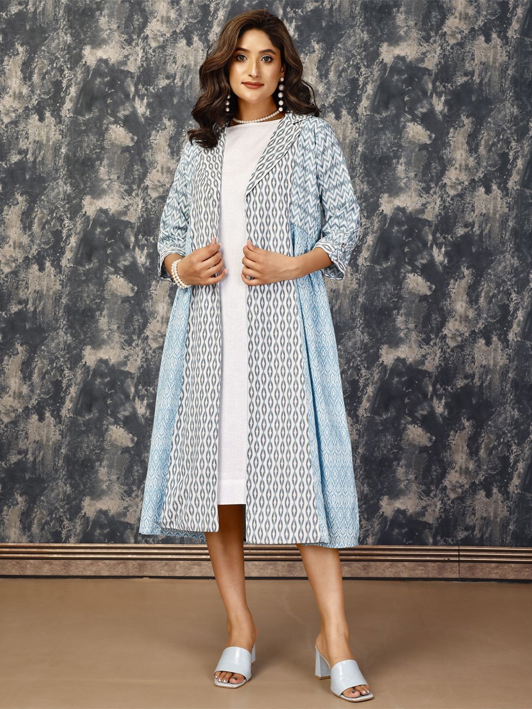 

Komarri U Women Printed A-Line Midi Dress, Blue