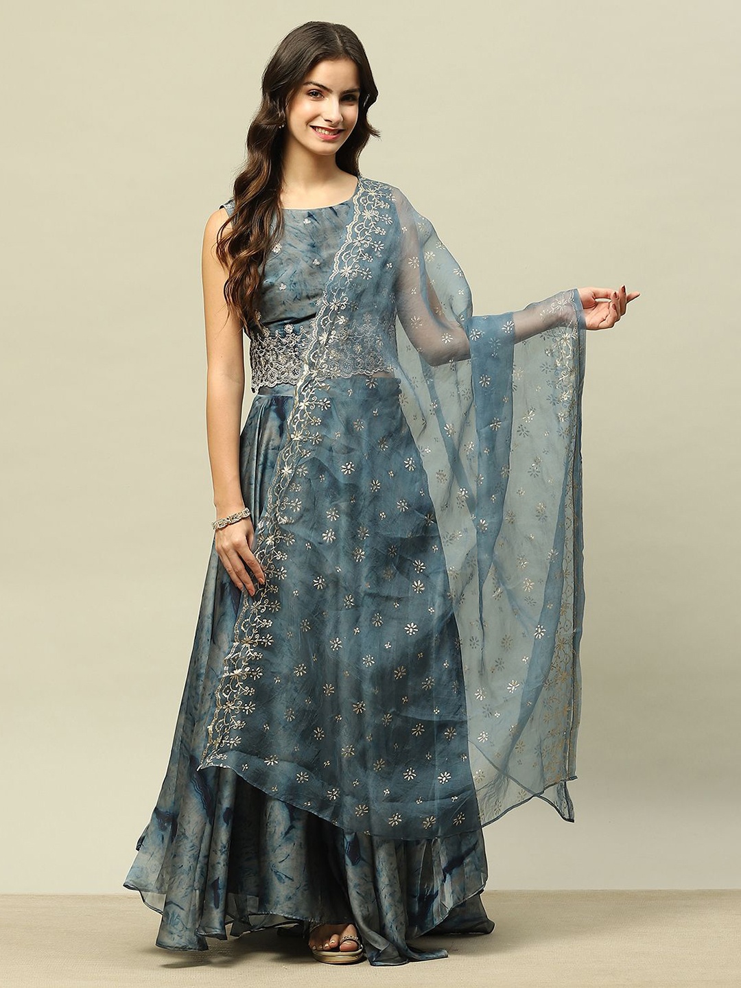 

Rangriti Embroidered Dupatta, Blue