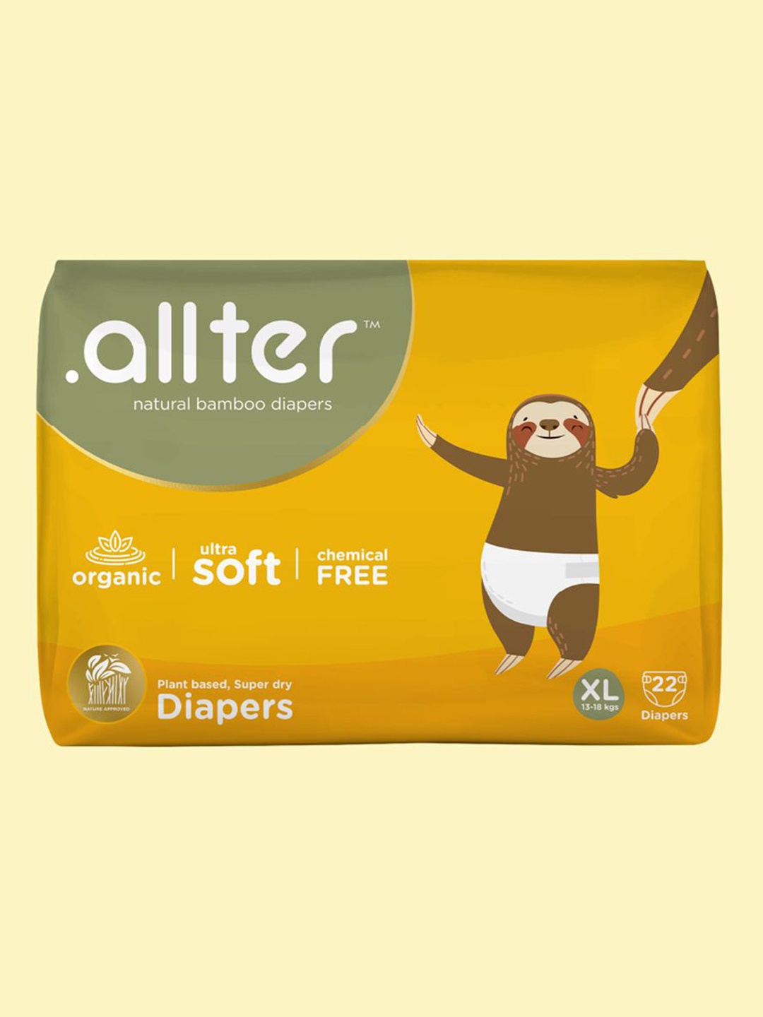 

.allter Kids Ultra Soft Natural Bamboo Diapers - XL - 22-Pcs, Green