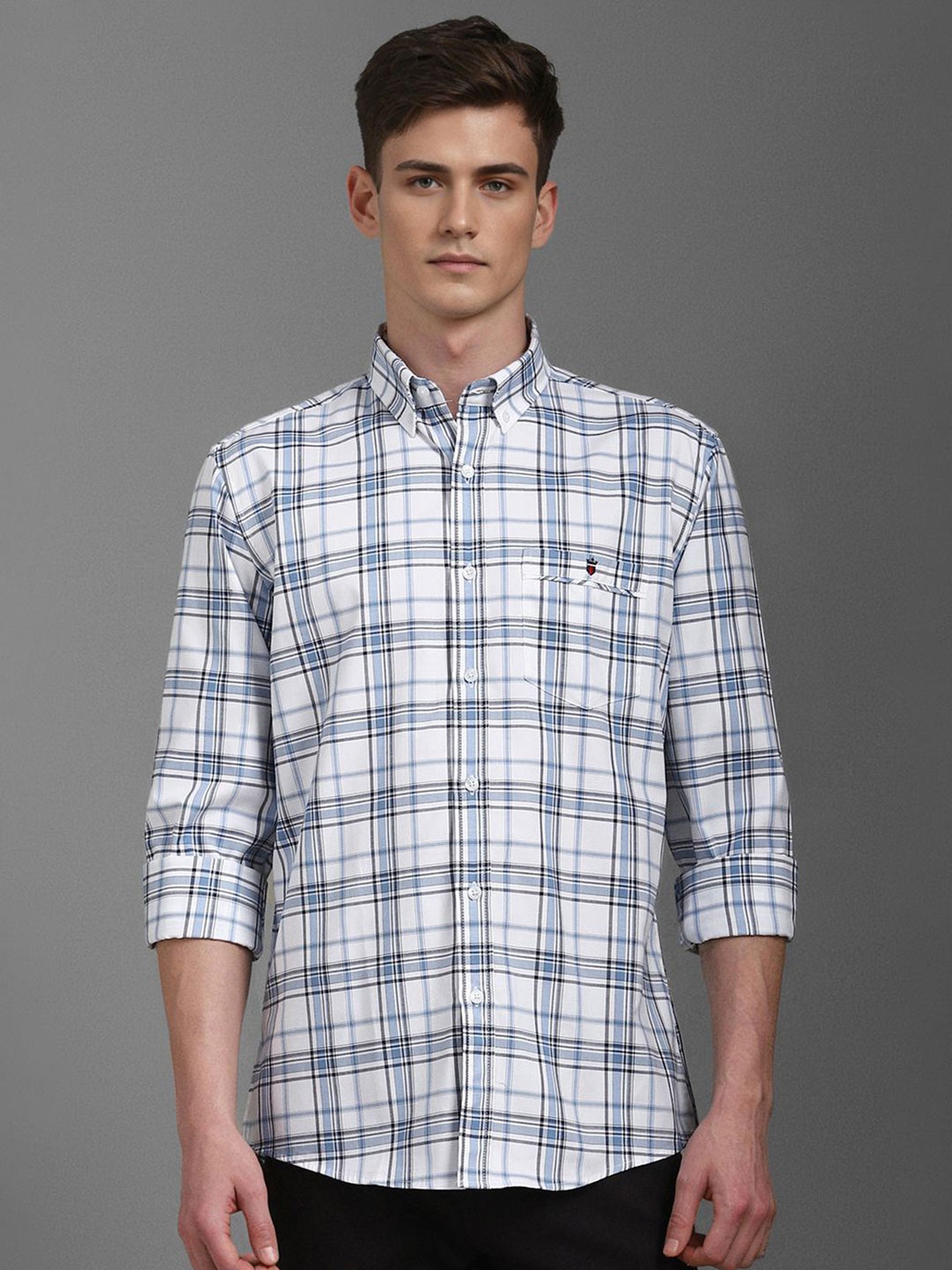 

Louis Philippe Sport Men Slim Fit Opaque Checked Casual Shirt, White