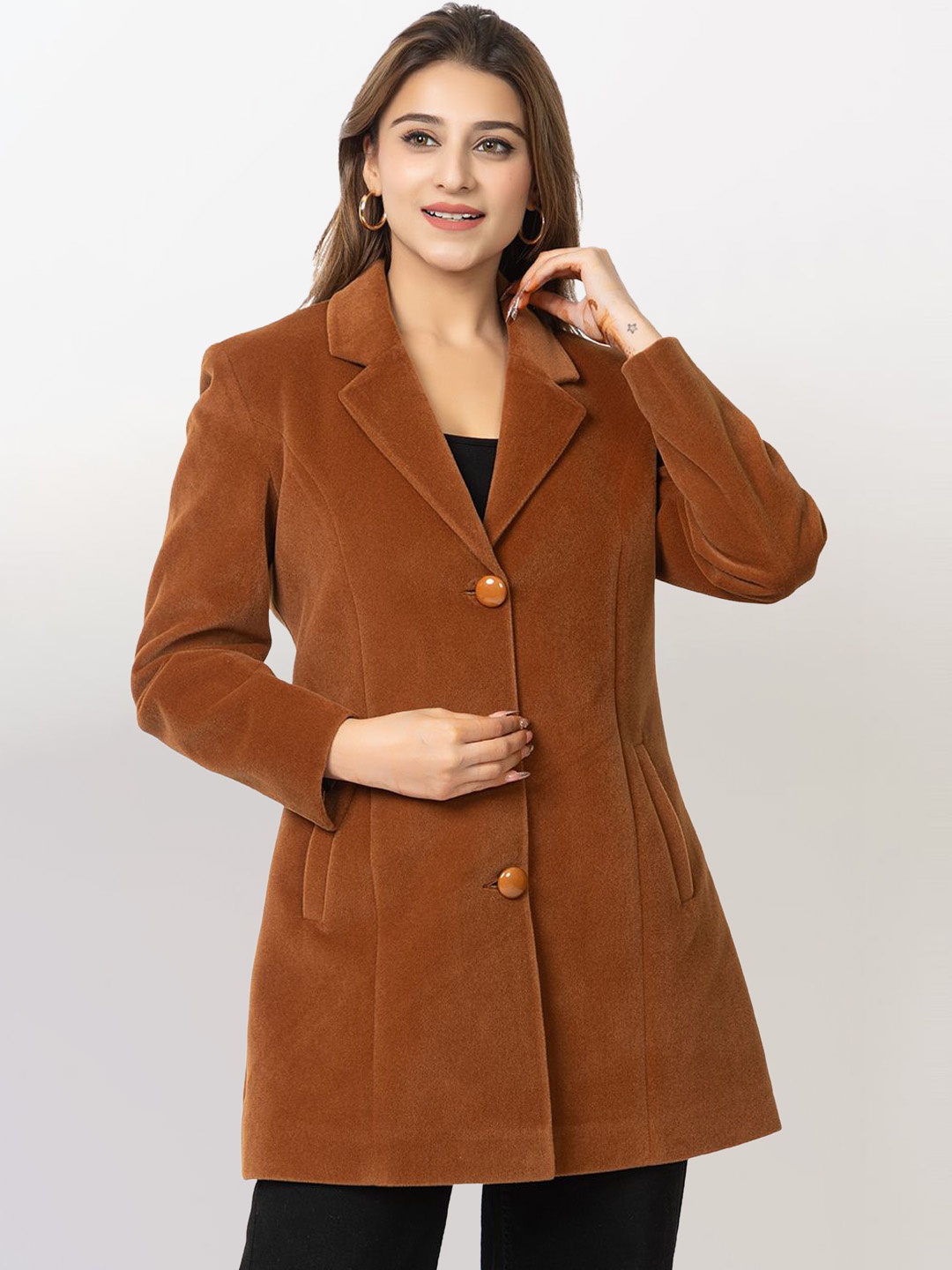 

TWENTY ME Single-Breasted Overcoat, Tan