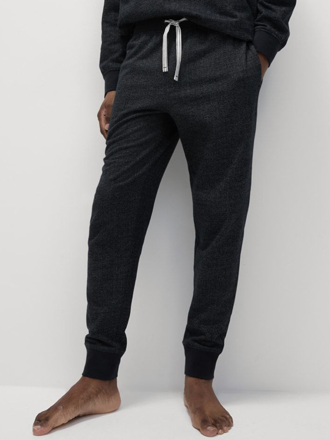 

Marks & Spencer Men Mid Rise Textured Joggers, Black