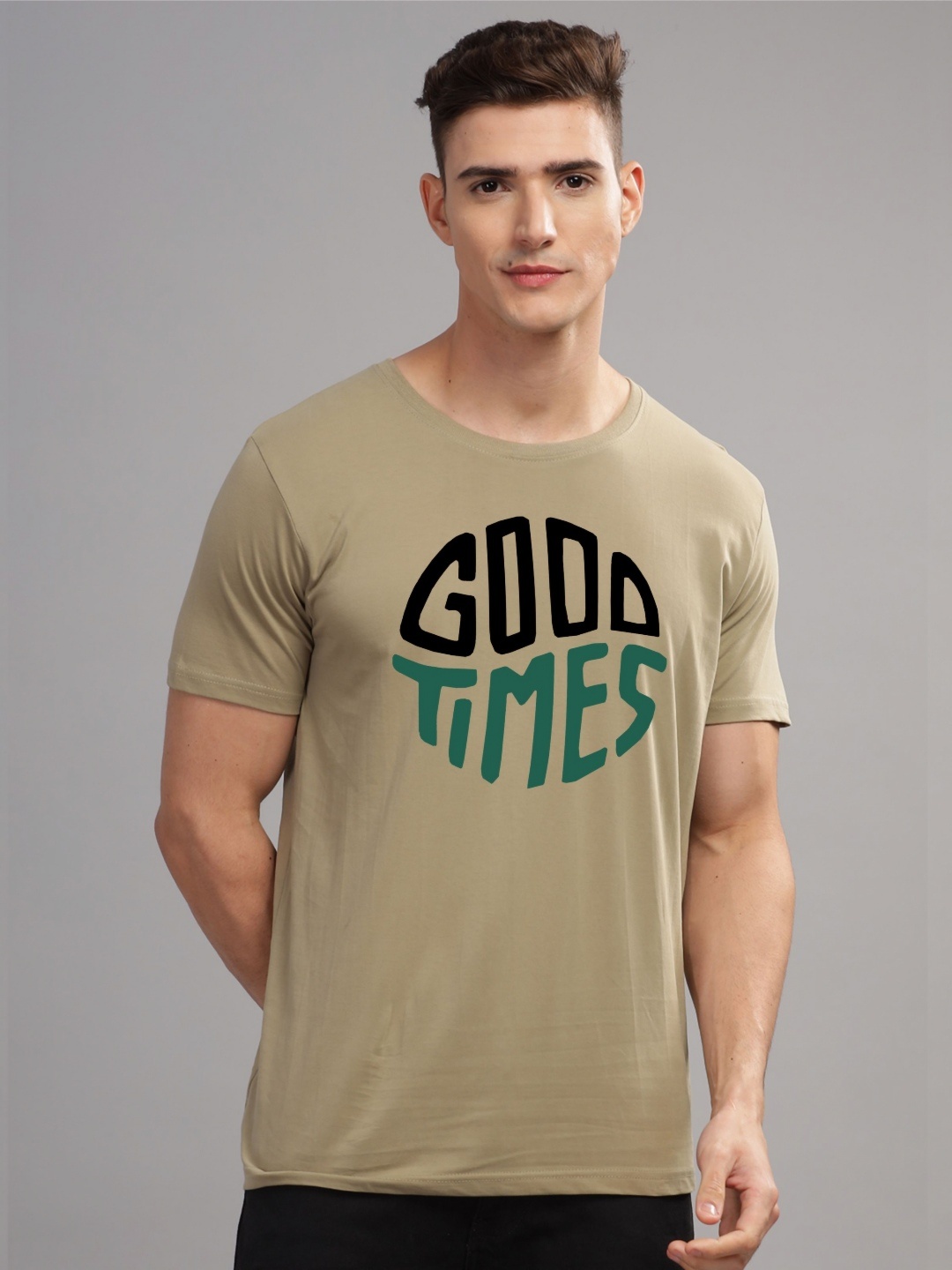 

ADRO Men Printed T-shirt, Beige