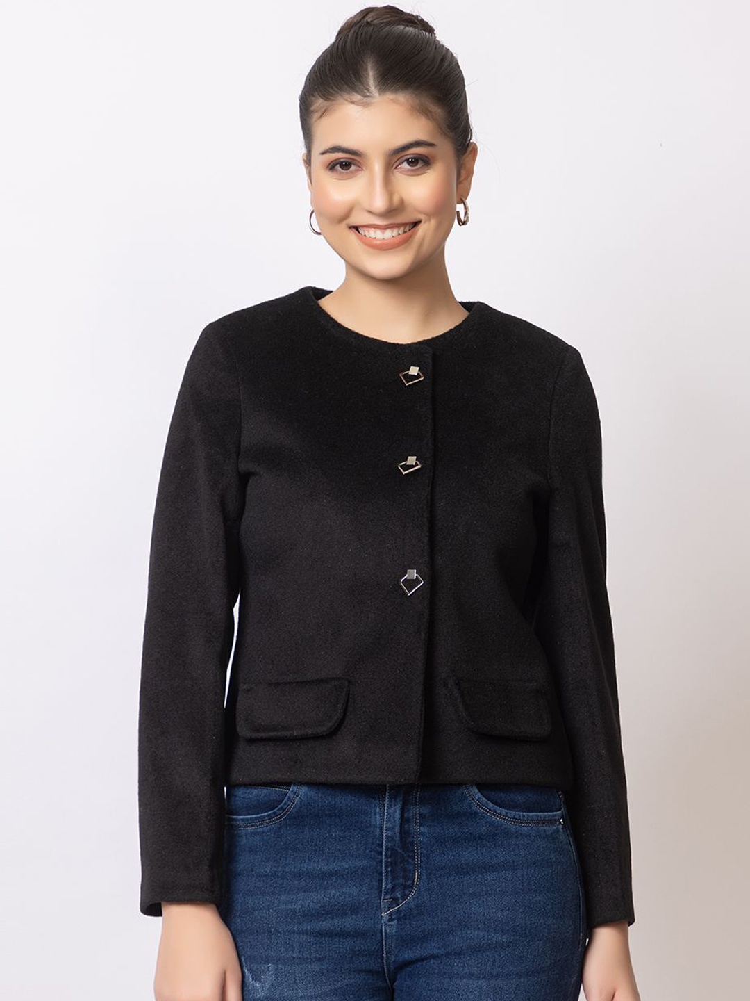 

Navsha Woollen Tailored Jacket, Black