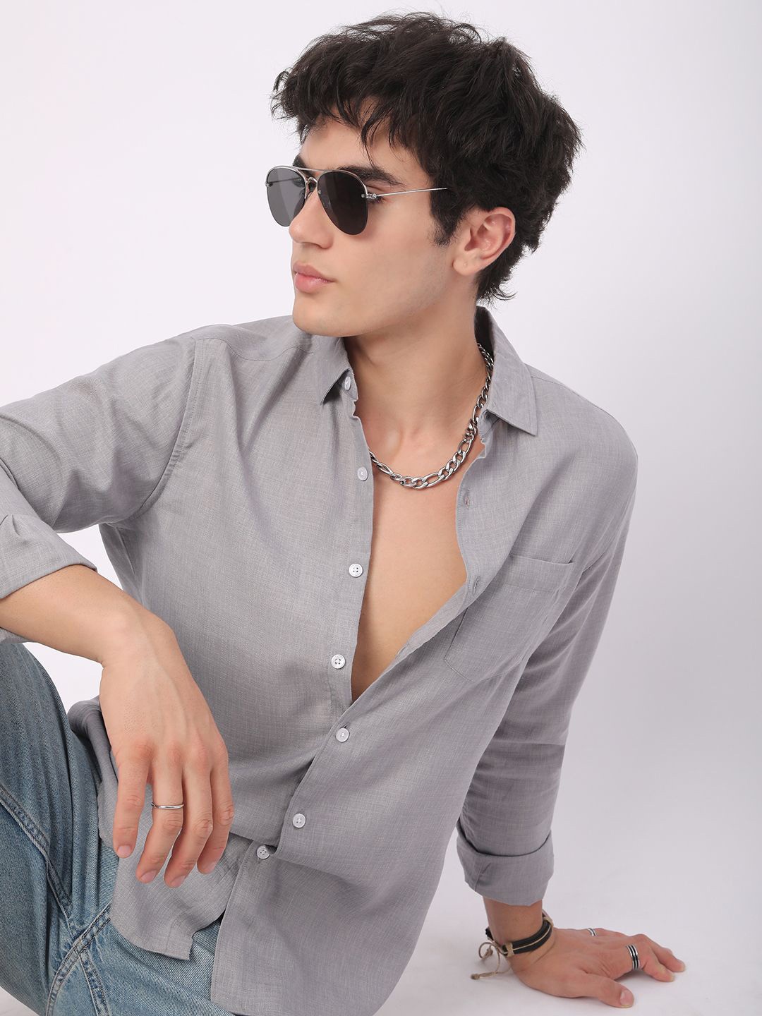 

VASTRADO Men Classic Slim Fit Opaque Casual Shirt, Grey
