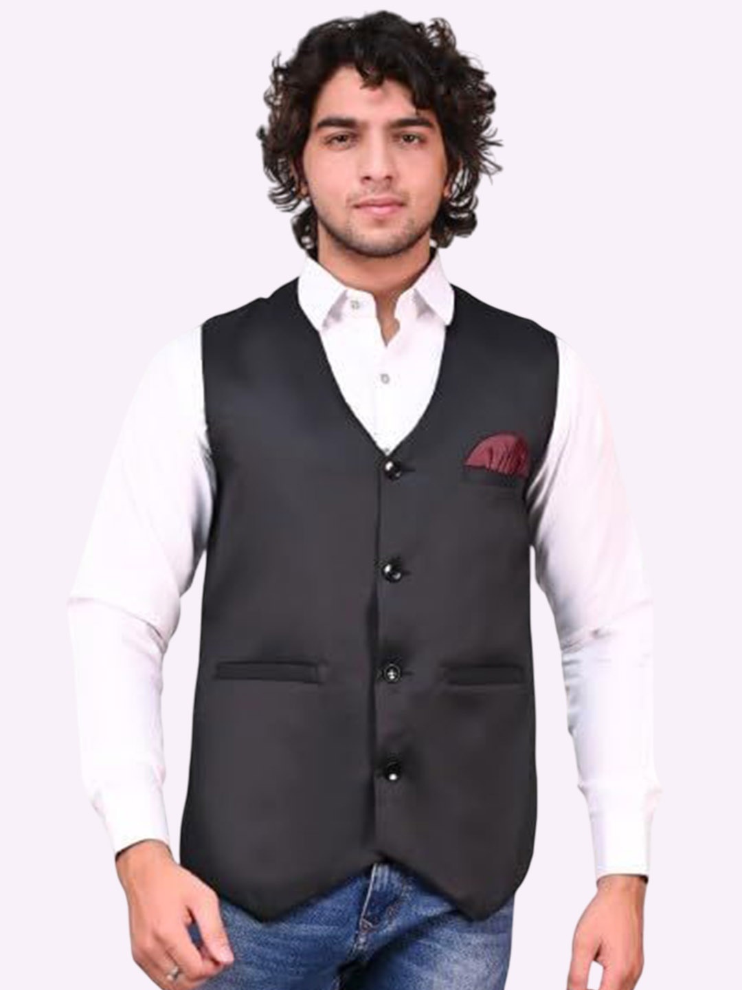 

Eliq V Neck Slim-Fit Waistcoat, Black