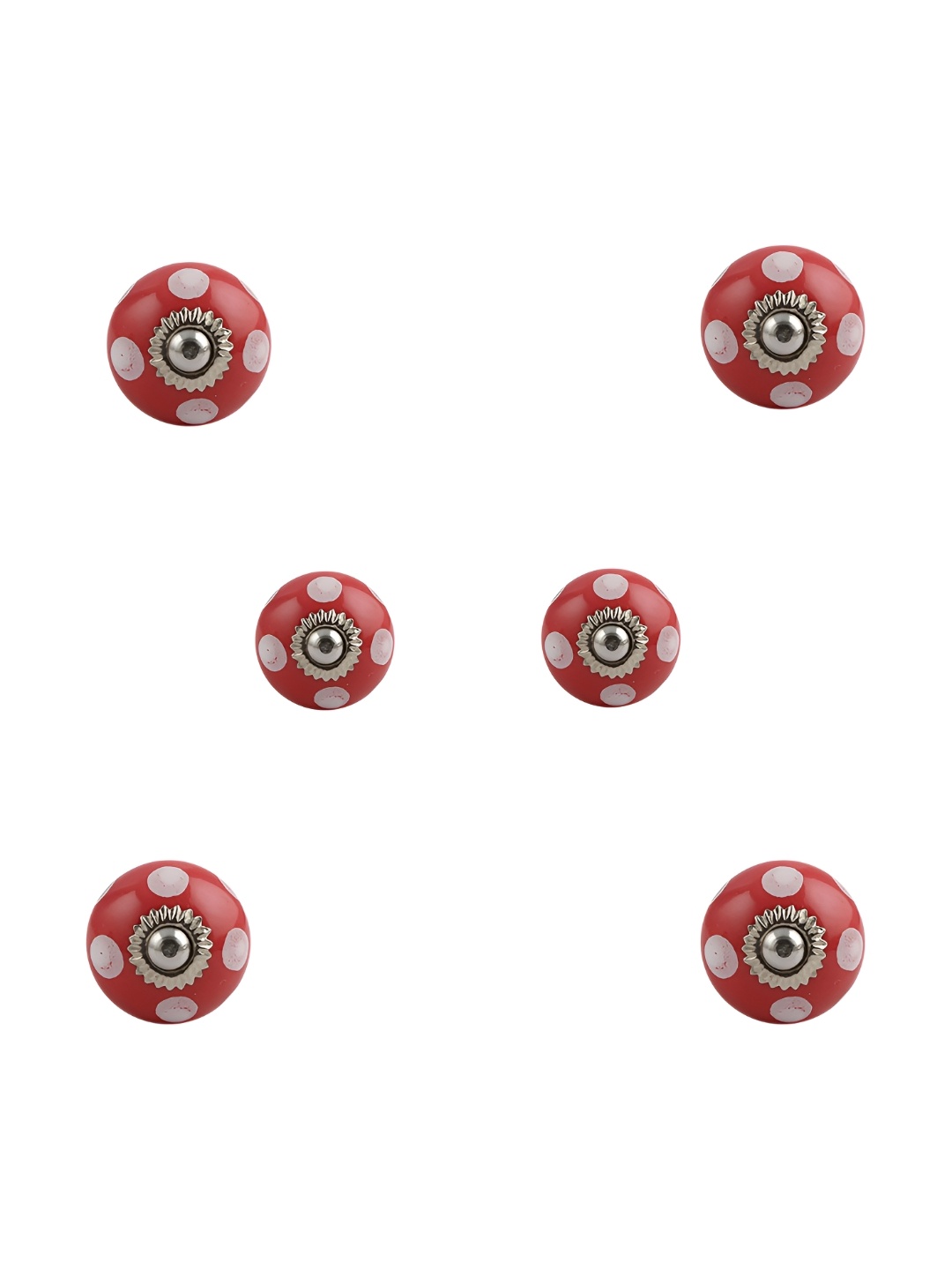 

Indianshelf 6-Pcs Red & White Printed Ceramic Knob