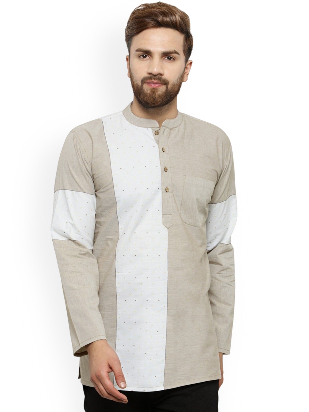 

ARCHATTIRE Men Thread Work Kurta, Beige