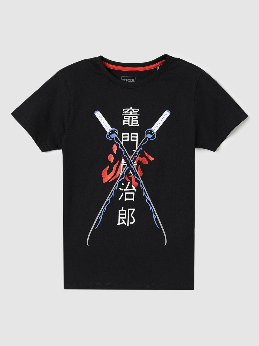 

max Boys Typography Printed Applique T-shirt, Black