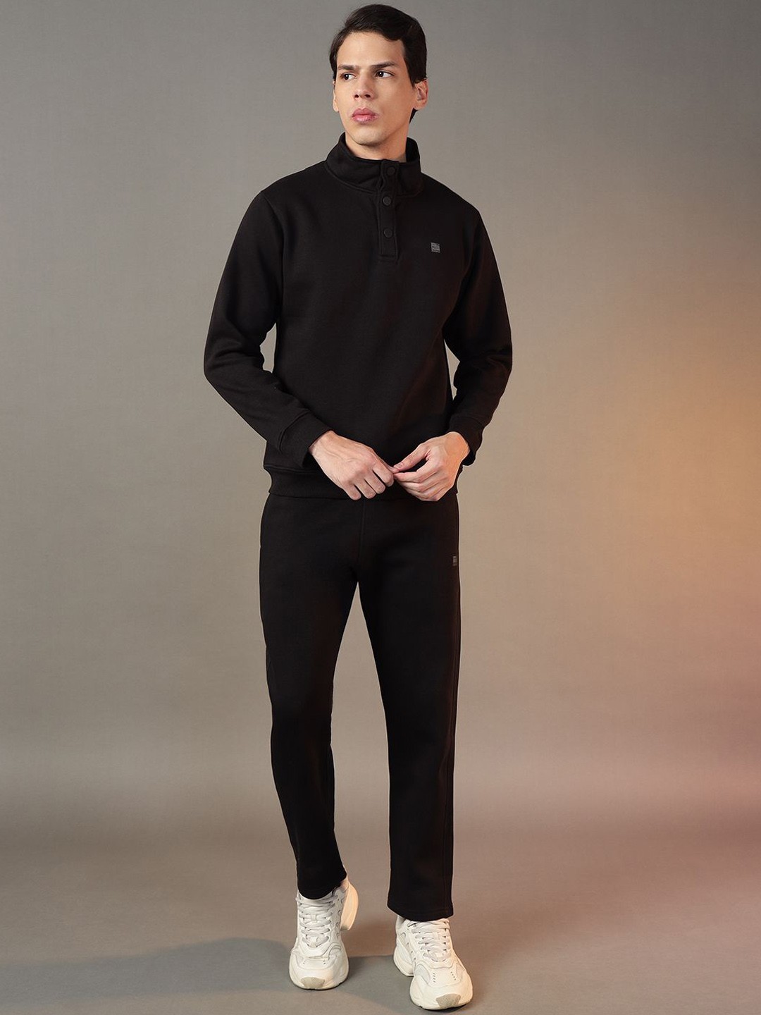 

FCK GOLD Men Stand Collar Tracksuit, Black