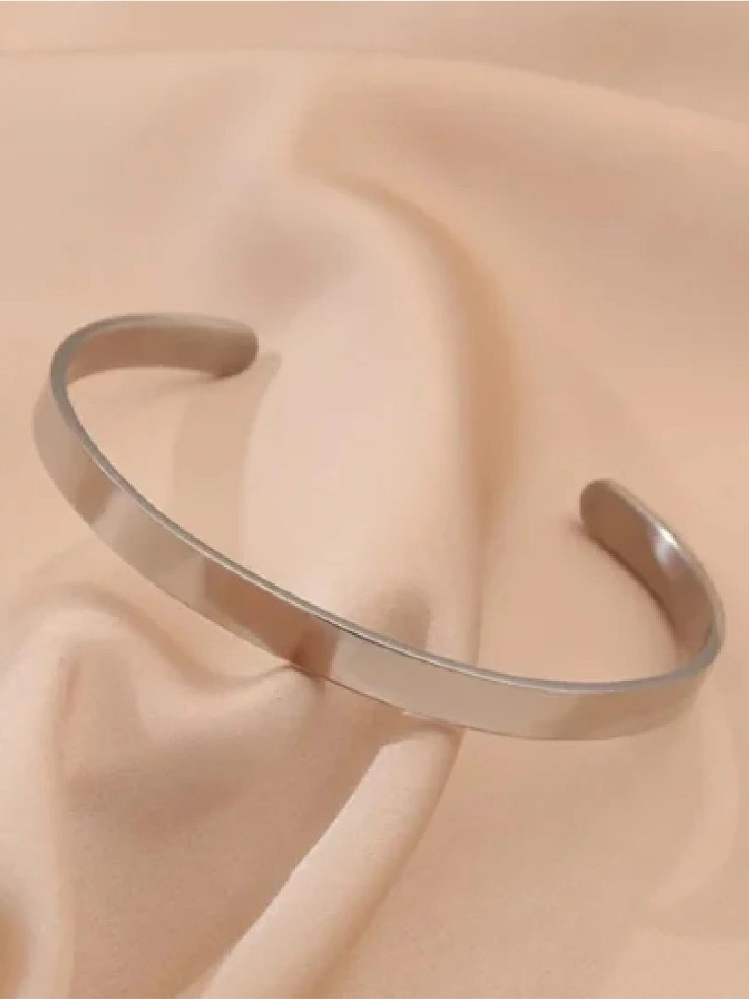 

RUHI COLLECTION Unisex Hand Painted Rhodium-Plated Cuff Bracelet, Silver