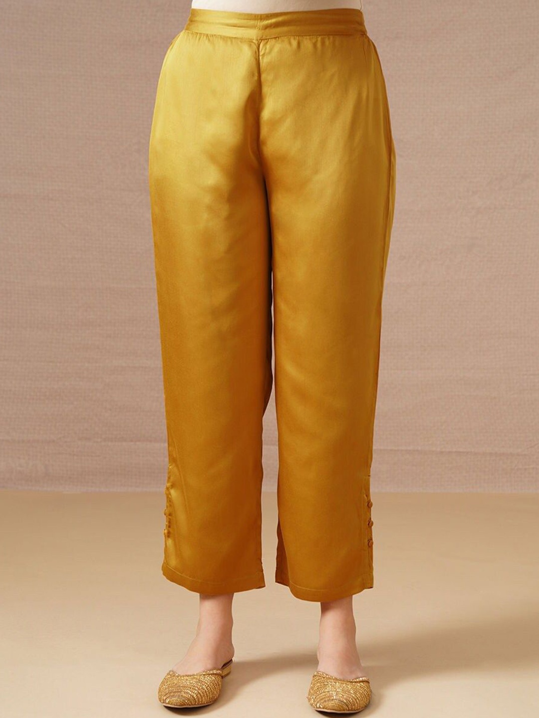 

JAYPORE Women Slim Fit Trousers, Mustard