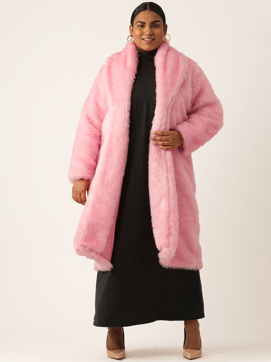 

theRebelinme Women Longline Open Front Jacket, Pink
