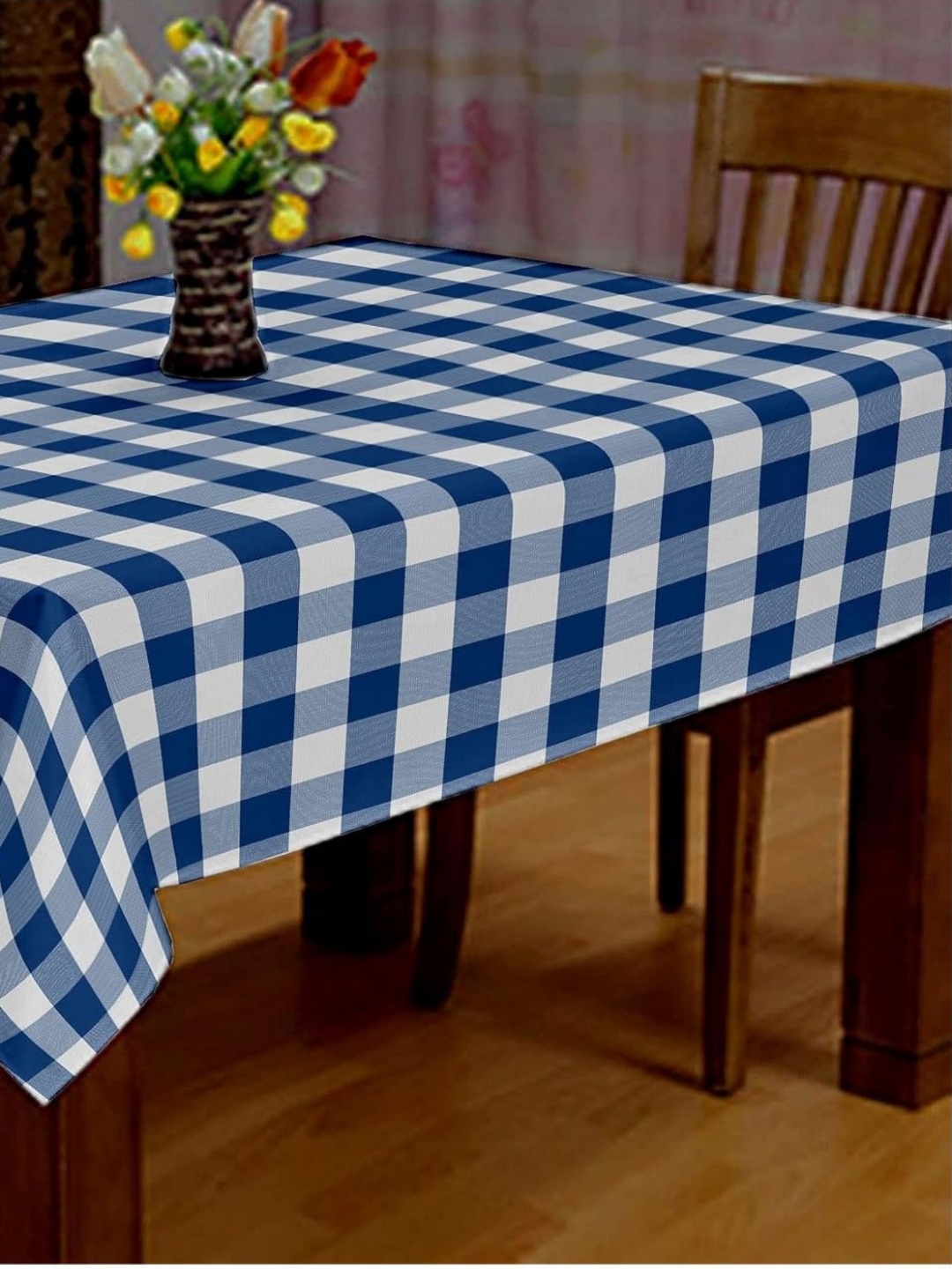 

Lushomes Blue Geometric Printed Cotton 2-Seater Table Cover