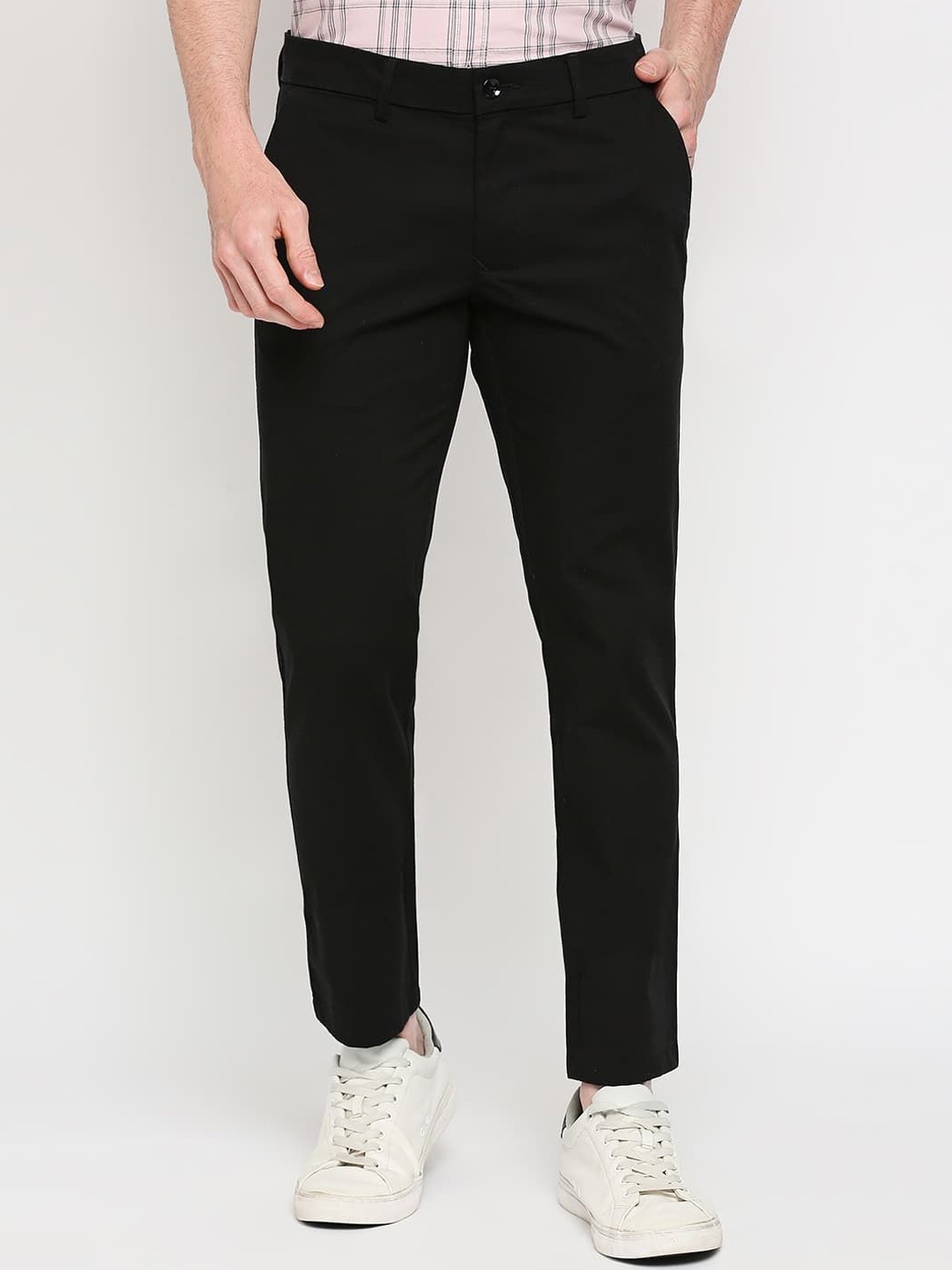

Basics Men Tapered Fit Trousers, Black