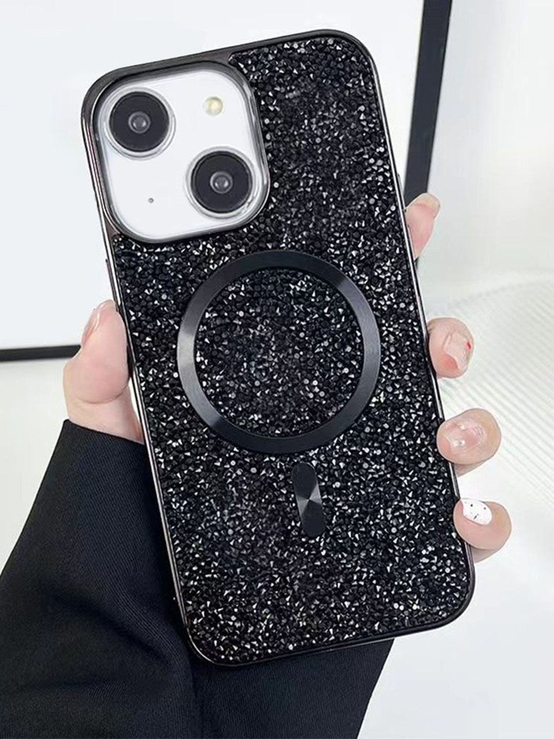 

Luxury Kase Solid Printed iPhone 14 Plus Back Case Mobile Accessories, Black