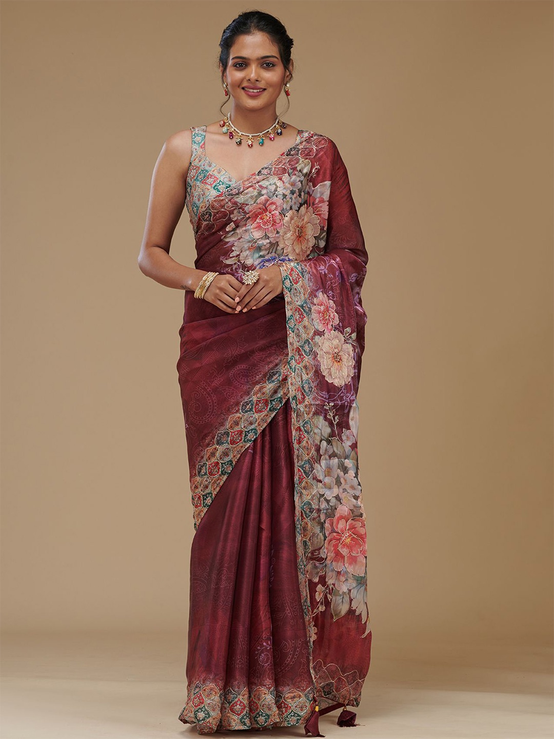

Koskii Tissue Saree, Purple